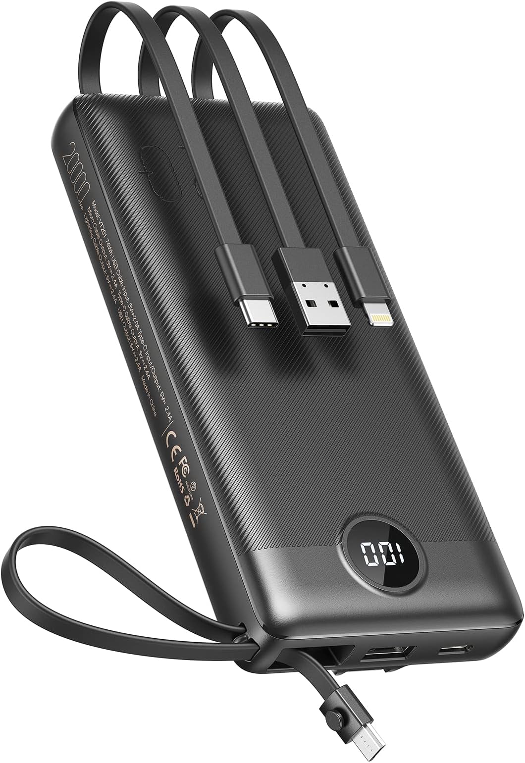 Veektomx Power Bank with Built-in Cables, 20000mAh USB C