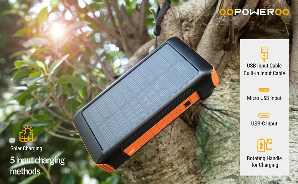 Oopoweroo Solar Power Bank 20000mAh Built in (Model 25)